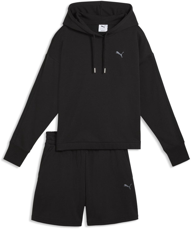 Puma short hooded relaxed suit 5” tr dames trainingspak - black