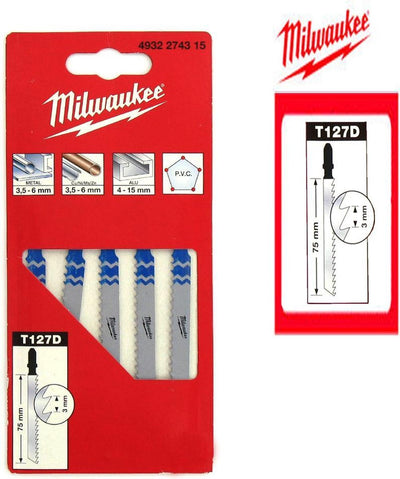 Milwaukee 4932274315 t 127 d hss decoupeerzaagblad - aluminium (5st) - t 127 d