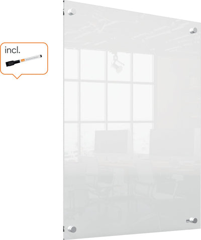 Nobo draagbaar, droog uitwisbaar mini whiteboard voor aan de muur - 600 x 450 millimeter - inclusief whiteboard marker - transparant acryl