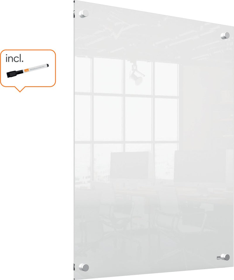 Nobo draagbaar, droog uitwisbaar mini whiteboard voor aan de muur - 600 x 450 millimeter - inclusief whiteboard marker - transparant acryl