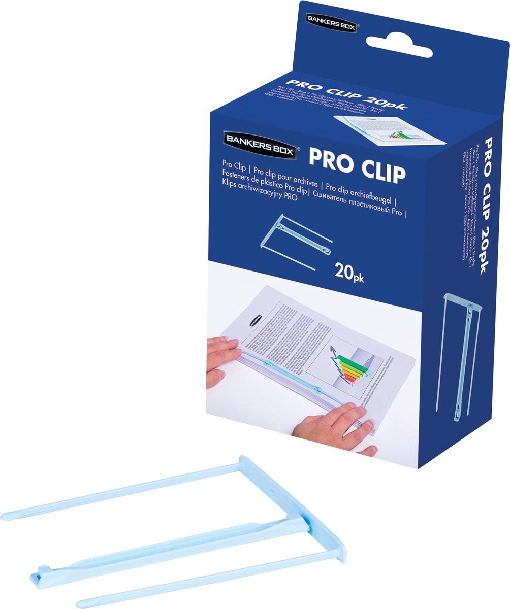 Bankers box archiefbinder pro clip - doos van 20 stuks - lichtblauw