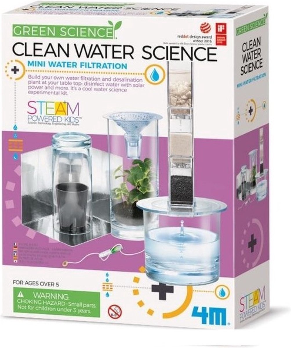 4m wetenschap en spel - creëer je eigen waterfilter - bouwpakket - kidzlabs - green science - 8 jaar