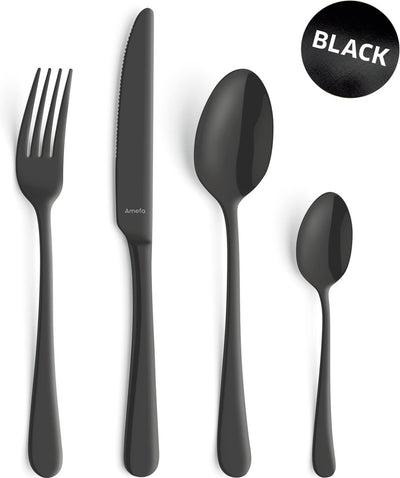 Amefa austin zwart- 24 delige bestekset - 6 persoons- pvd mat-18 0 chroomstaal – cadeauverpakking