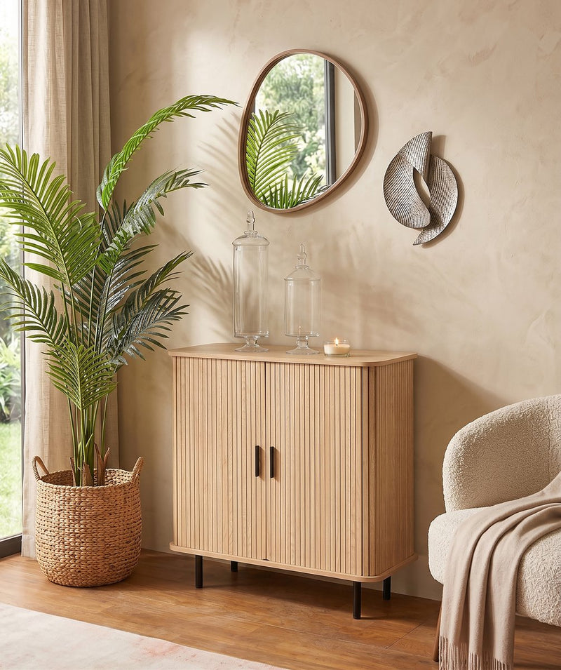 Mano leisure mano – dressoir – l 80 × b 40 × h 85 cm – eikenhoutlook zwart metaal – 100% fsc-gecertificeerd hout