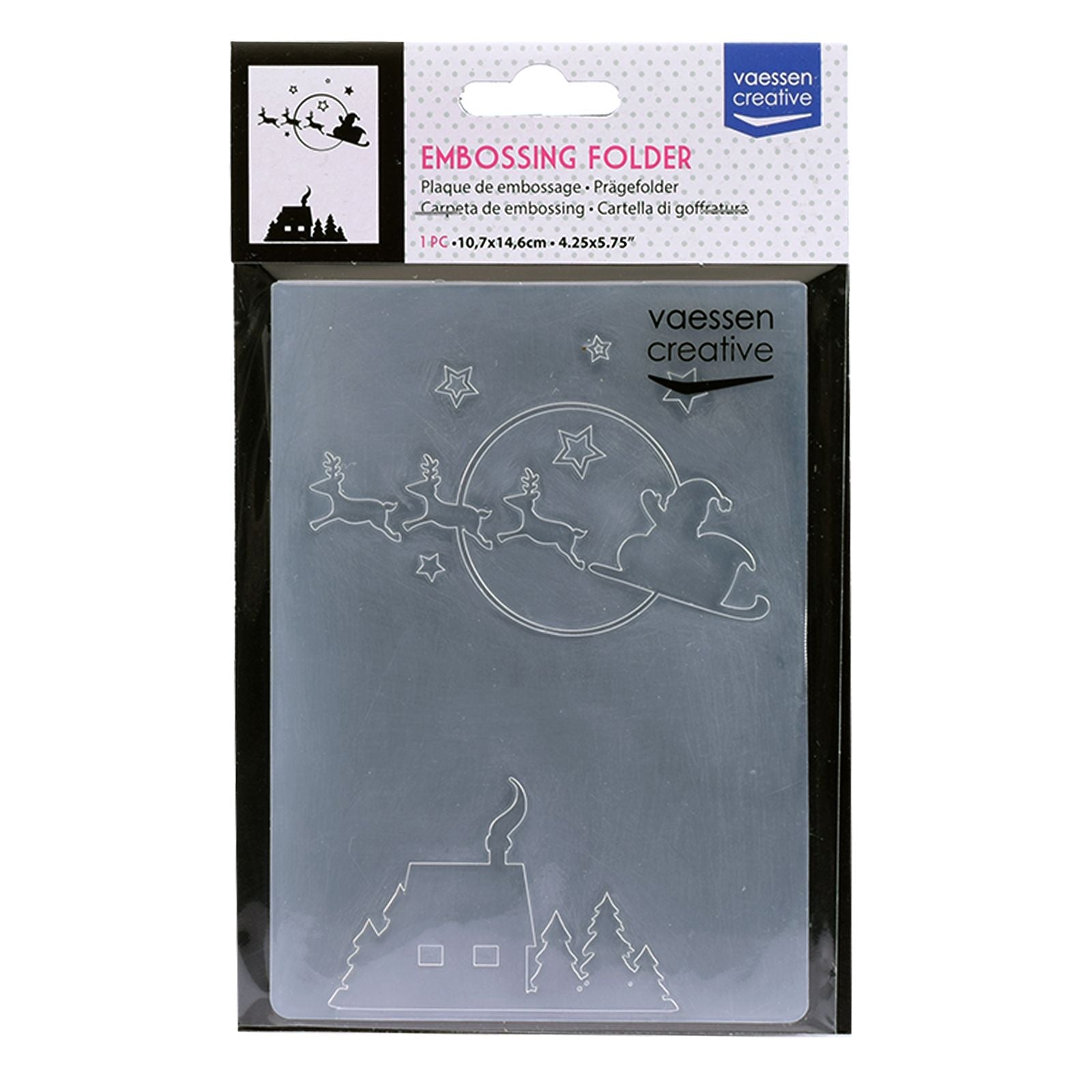 Vaessen creative • embossing folder kerstman vliegende slee