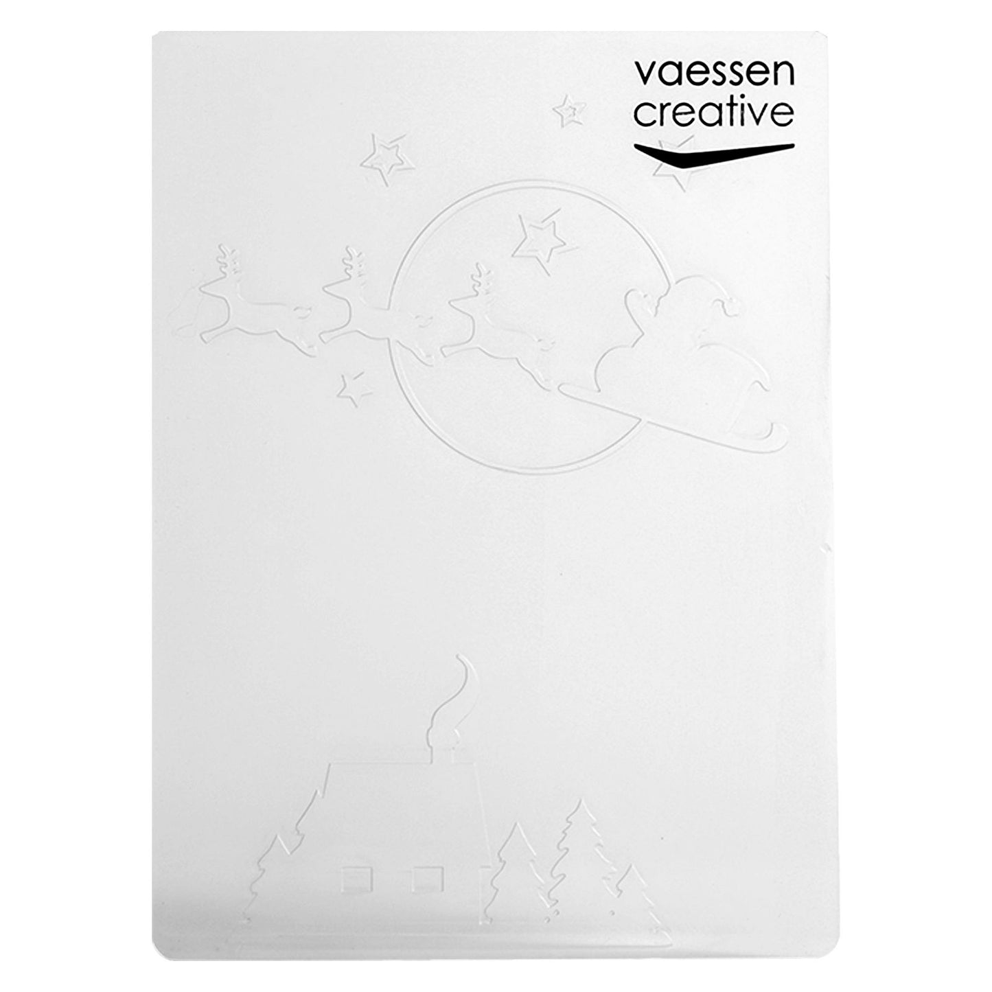 Vaessen creative • embossing folder kerstman vliegende slee