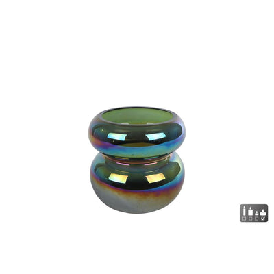 Cosydecor windlicht erik metallic groen glas 9x9cm