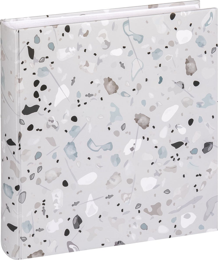 Walther fa-298-3 terrazzo stone grey - design album - formaat 30x30 cm - 60 witte pagina's - steen grijs