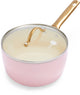 Greenpan padova roze keramische inductie steelpan met deksel 18cm - pfas-vrij - inductie steelpan - ovenbestendig tot 200°c - vaatwasserbesndig - rvs handgrepen - met deksels – roze