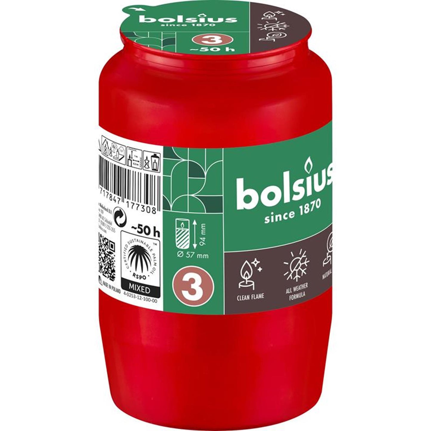 Bolsius graflicht compo nr.3 rood