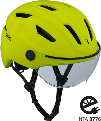 Bbb cycling move faceshield transparant e-bike helm - speed pedelec helm - elektrische fiets - snorfiets - neon geel - maat m - bhe-57