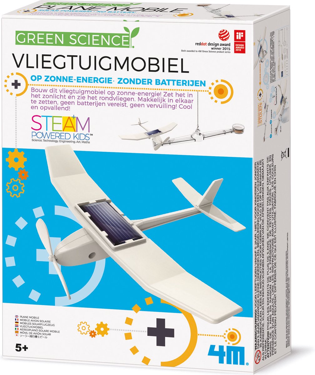 4m wetenschap en spel - vliegtuig op zonne-energie - bouwpakket - kidzlabs - green science - 5 jaar