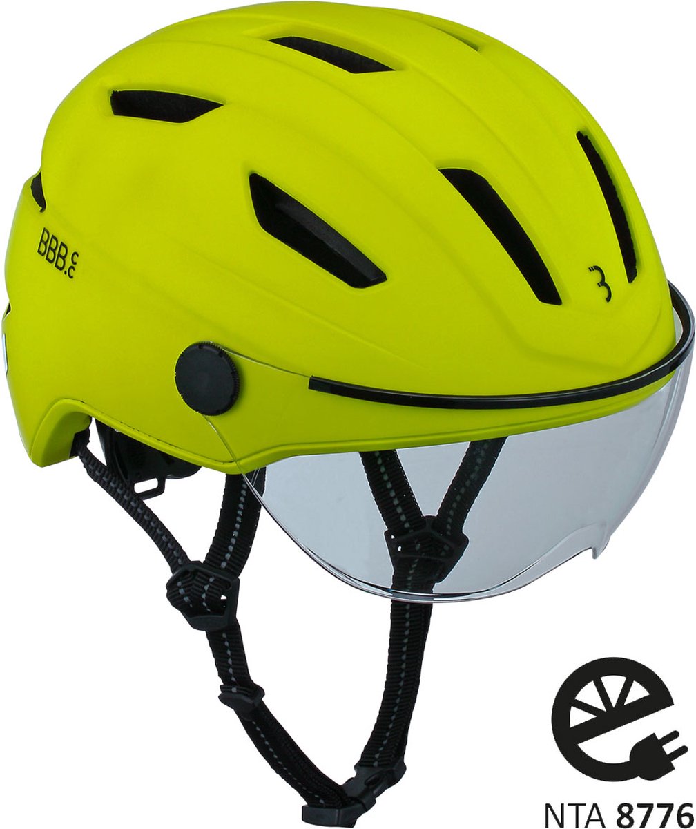 Bbb cycling move faceshield transparant e-bike helm - speed pedelec helm - elektrische fiets - snorfiets - neon geel - maat l - bhe-57