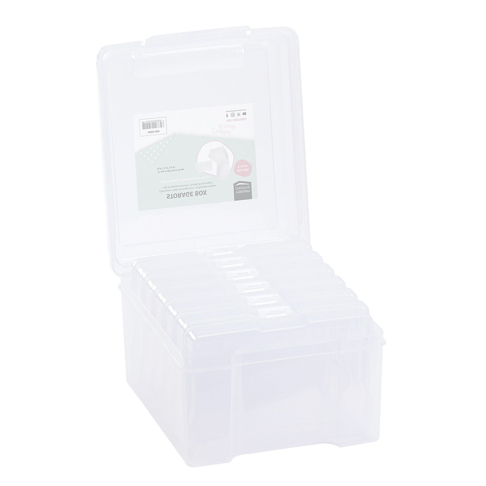 Vaessen creative • opbergbox met 6 cassettes transparant