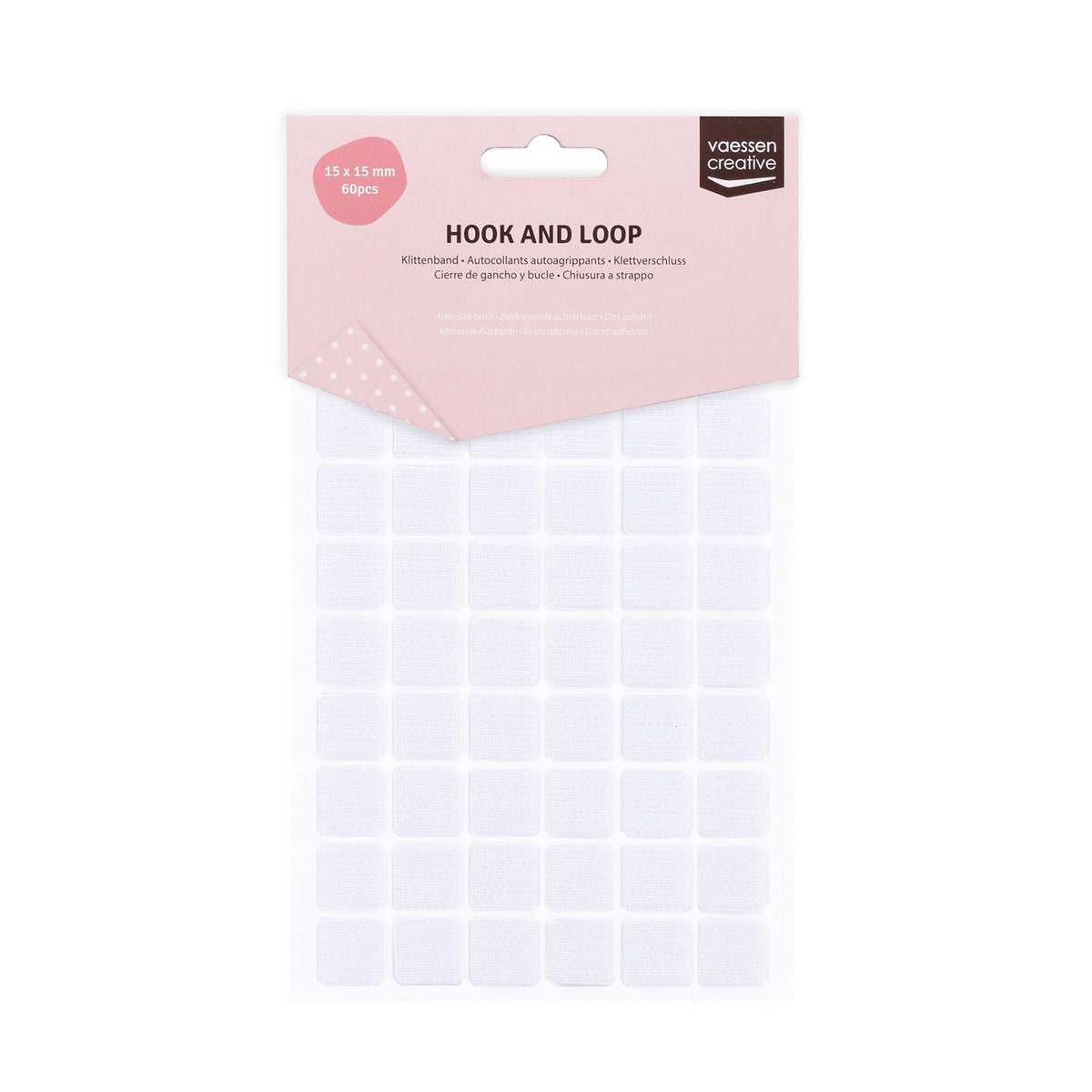 Vaessen creative • klittenband zelfklevende achterkant 15x15mm 60pcs