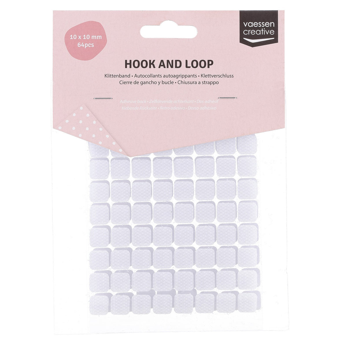 Vaessen creative • klittenband zelfklevende achterkant 10x10mm 64pcs