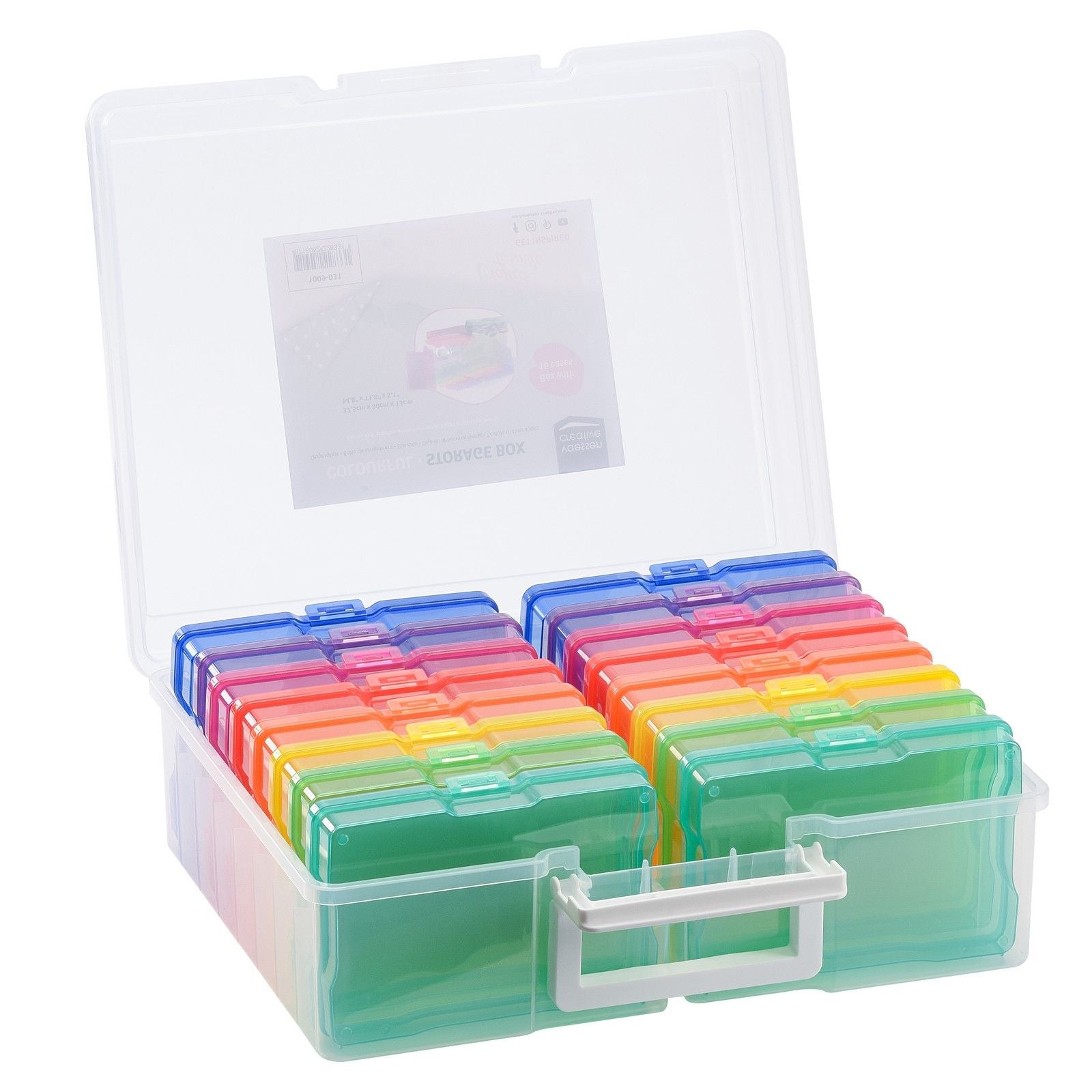 Vaessen creative • opbergbox met 16 cassettes kleurrijk