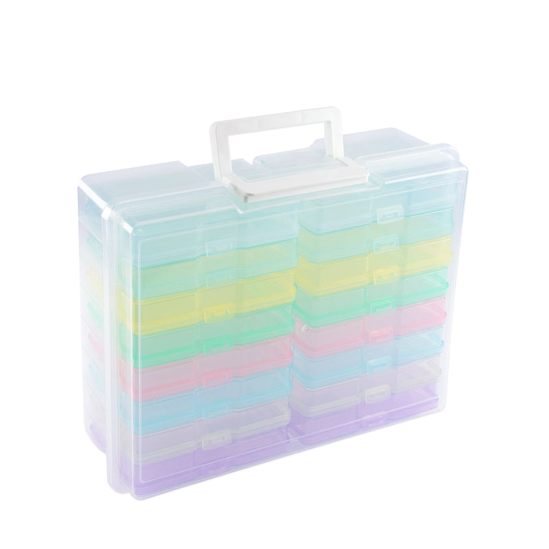 Vaessen creative • opbergbox met 16 cassettes pastel