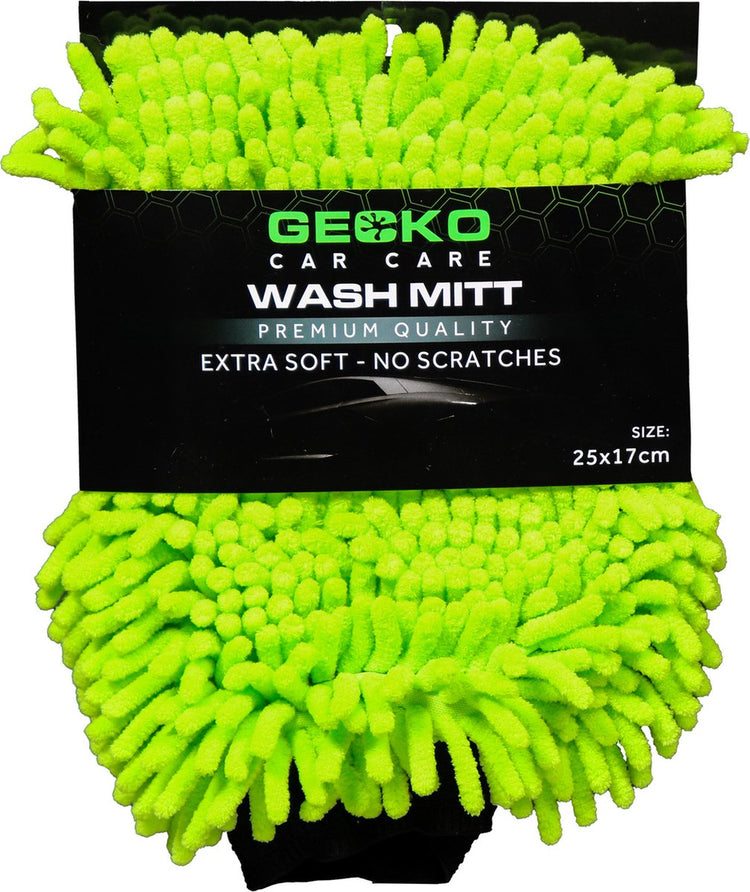 Gecko car care gecko 2-in-1 microvezel washandschoen 25x17cm