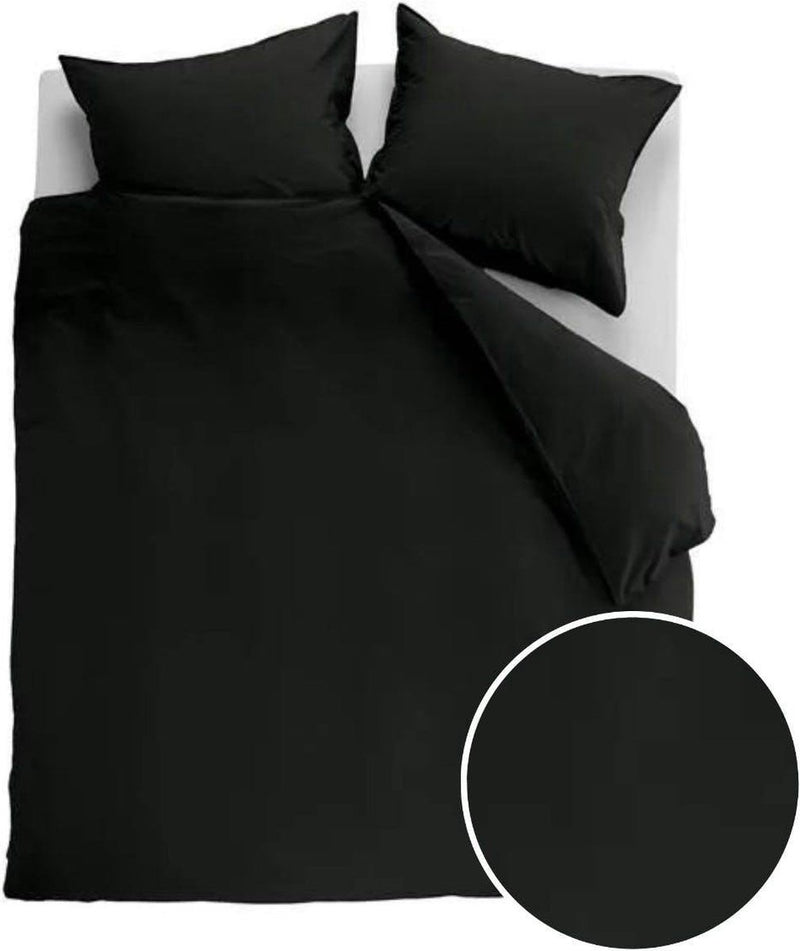Ambiante cotton uni dekbedovertrek - effen - tweepersoons - 200x200 220 cm - zwart