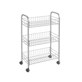 Metaltex opbergtrolley lugano op wieltjes grijs 3 metal manden 41x23x63 cm