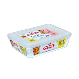 Pyrex schaal met kunststof deksel 1.5l
