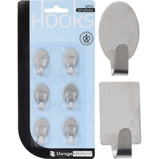 Storage solutions plakhaakjes rvs 6 stuks op kaart