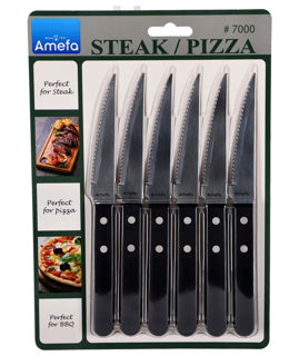 Amefa pizza steakmessen 6 stuks zwart