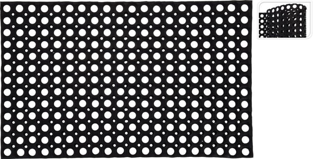 Basic rubberen deurmat met gaten 50x80 cm zwart
