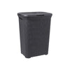 Curver style wasbox met deksel rotanstyle 60 liter antraciet 45x34x62 cm