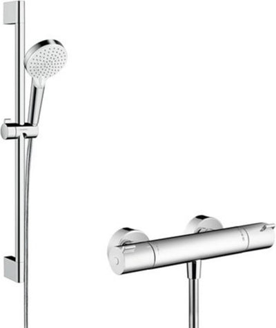 Hansgrohe crometta vario renovatieset 1001 cl - thermostaat - ecostat thermostaat - 65 cm - wit chroom