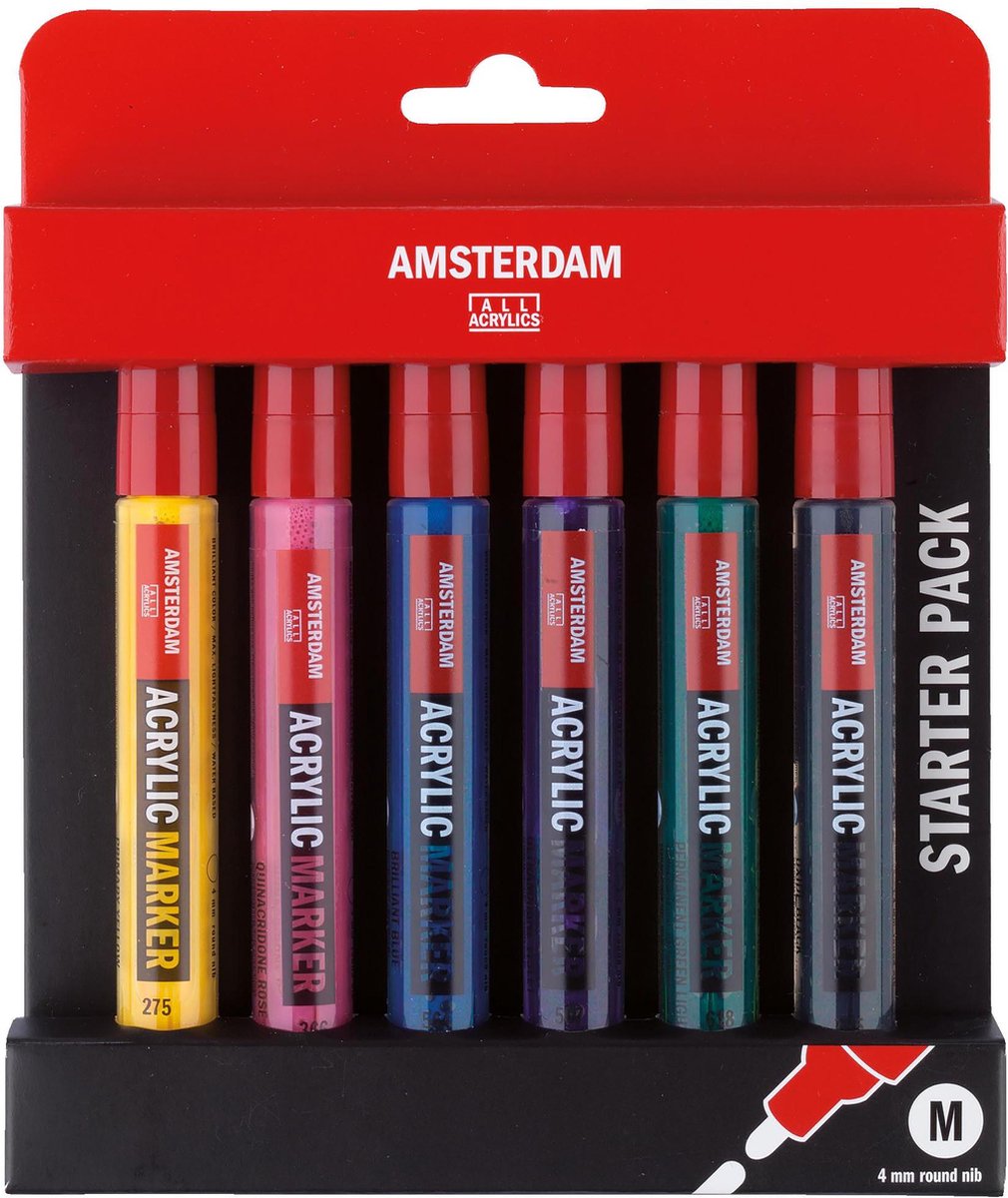 Amsterdam acrylmarker startersset | 6 kleuren