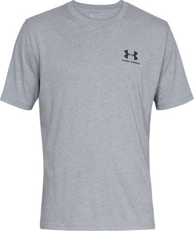 Under armour ua m sportstyle lc ss-gry heren sportshirt - steel light heather - zwart
