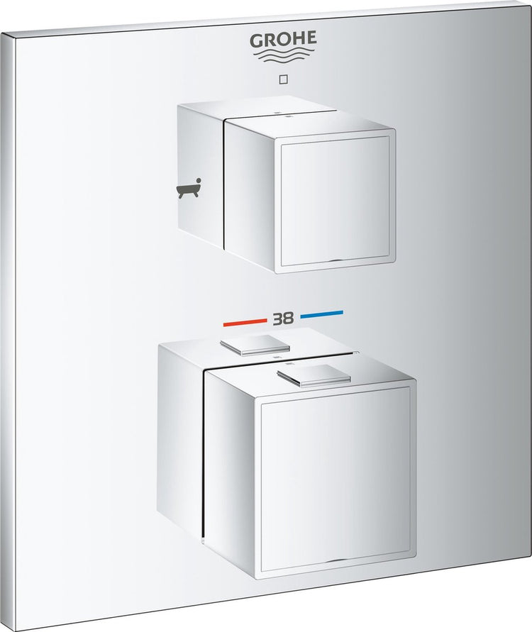 Grohe grohtherm cube inbouw badkraan - opbouwdeel - met omstelling - chroom
