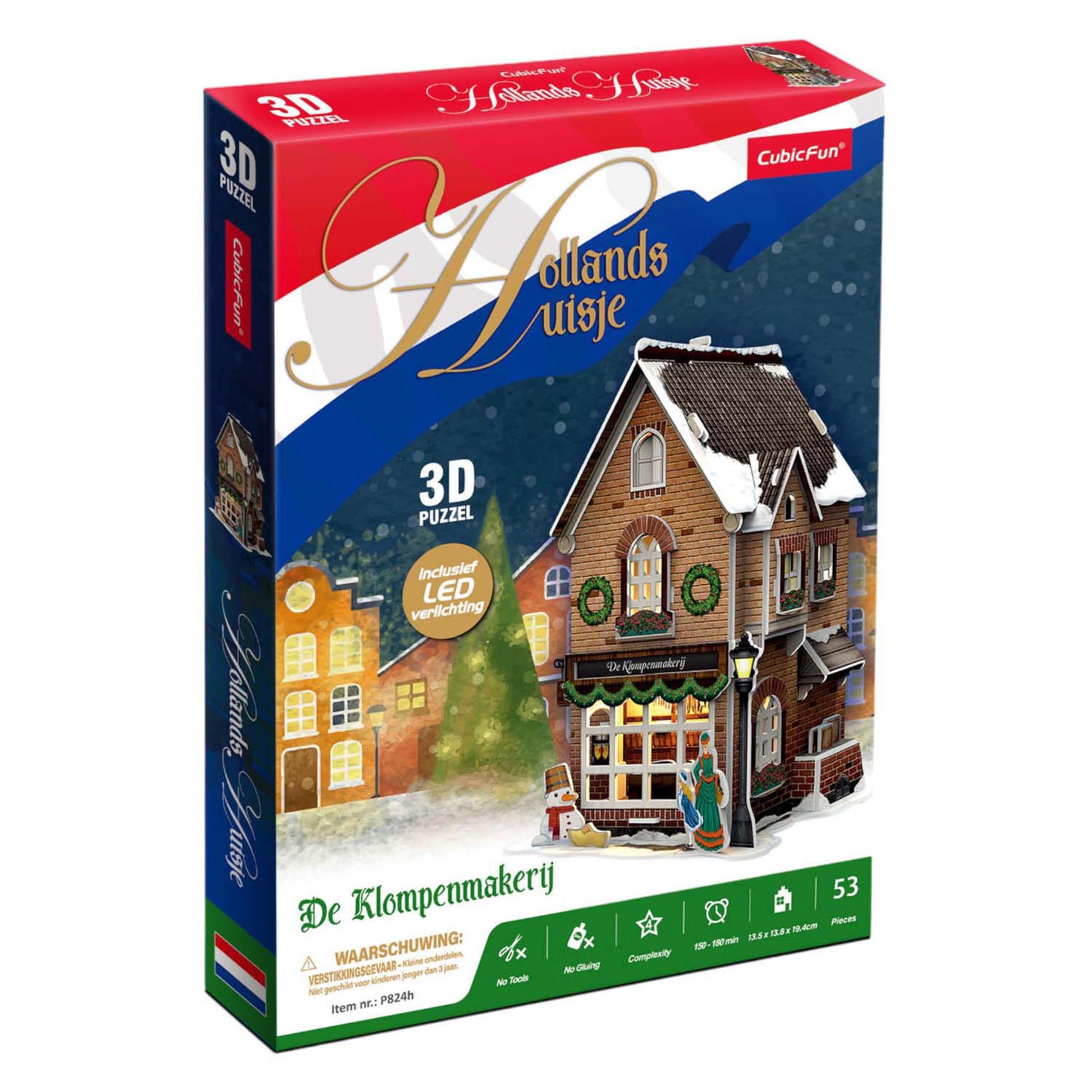 Cubic fun 3d puzzel klompenmakerij met led verlichting