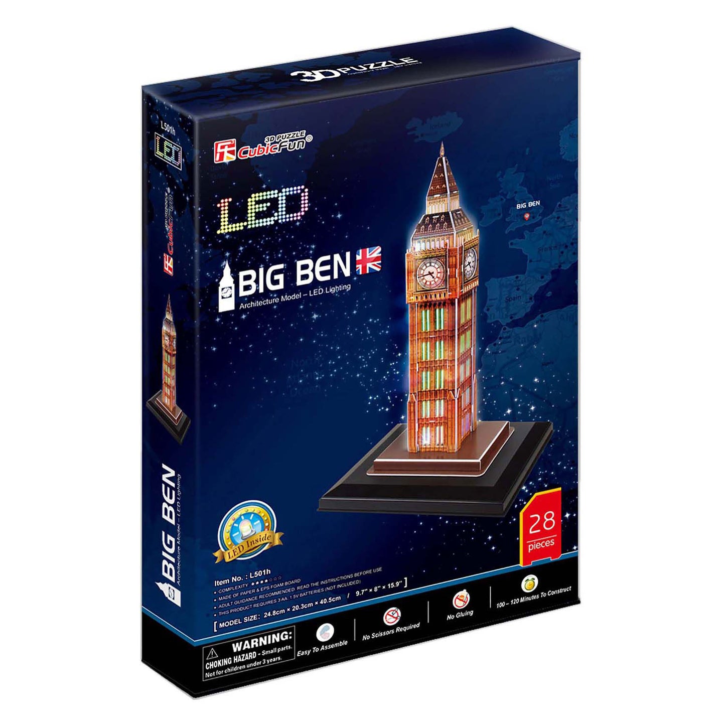 Cubic fun 3d puzzel big ben met led verlichting