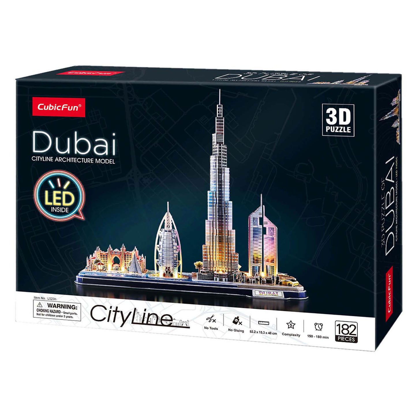 Cubic fun 3d puzzel city line dubai met led verlichting