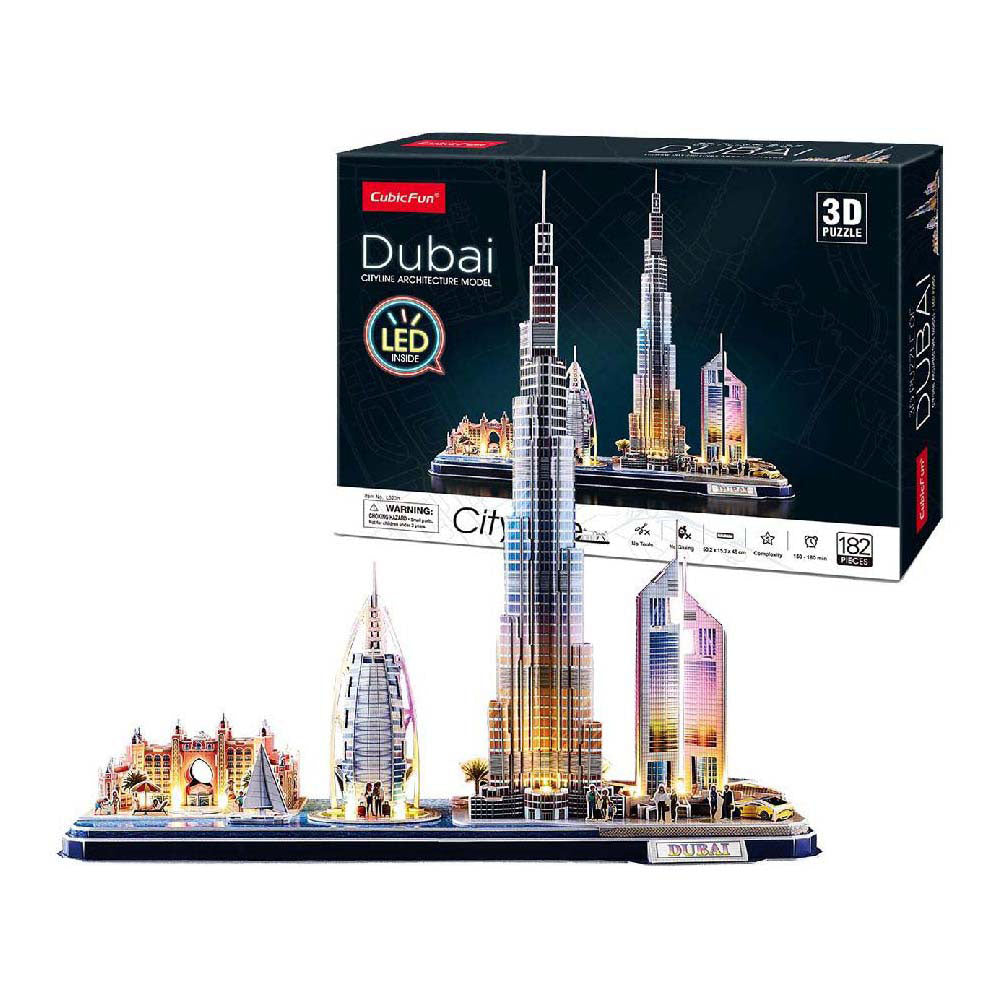 Cubic fun 3d puzzel city line dubai met led verlichting