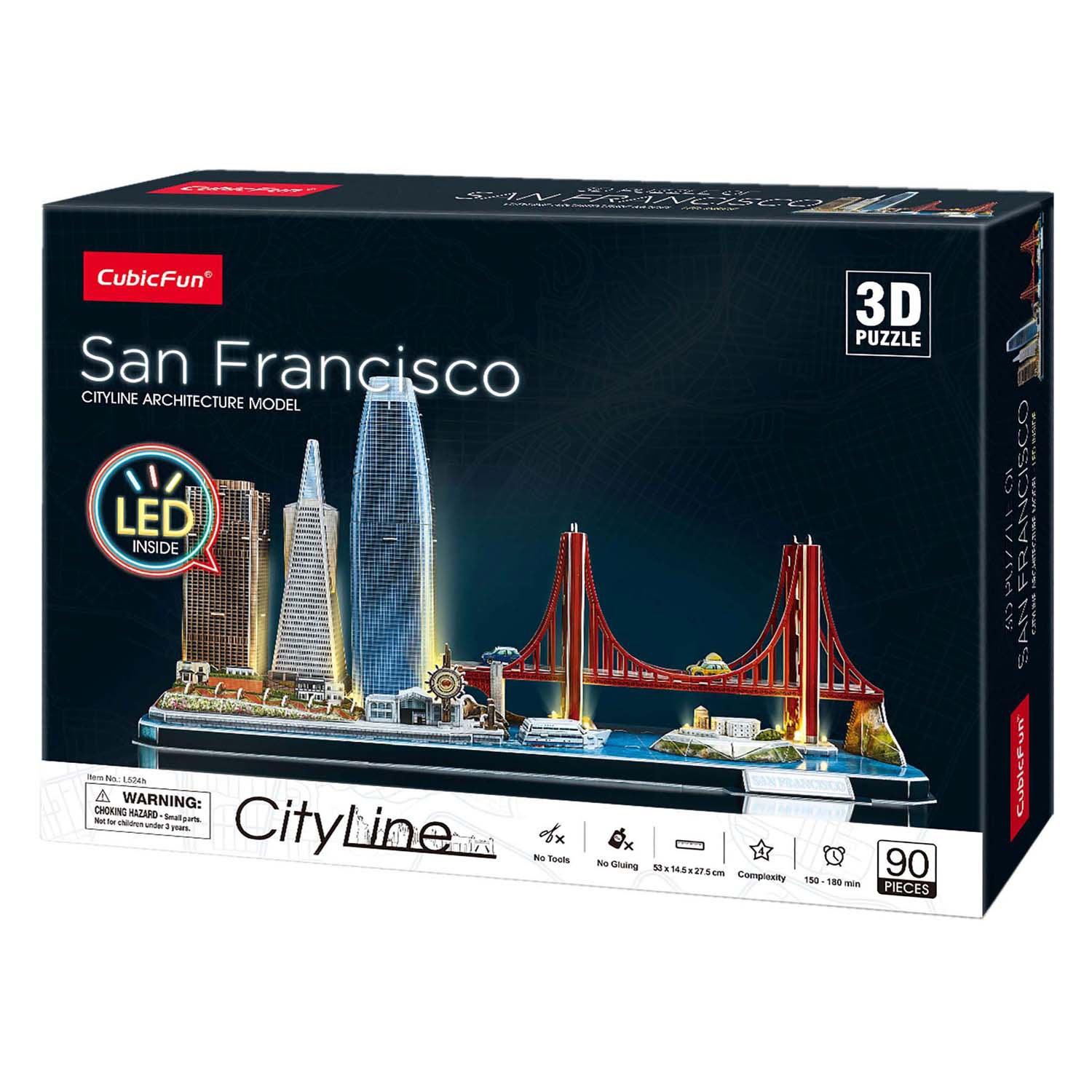 Cubic fun 3d puzzel city line san francisco met led verlichting