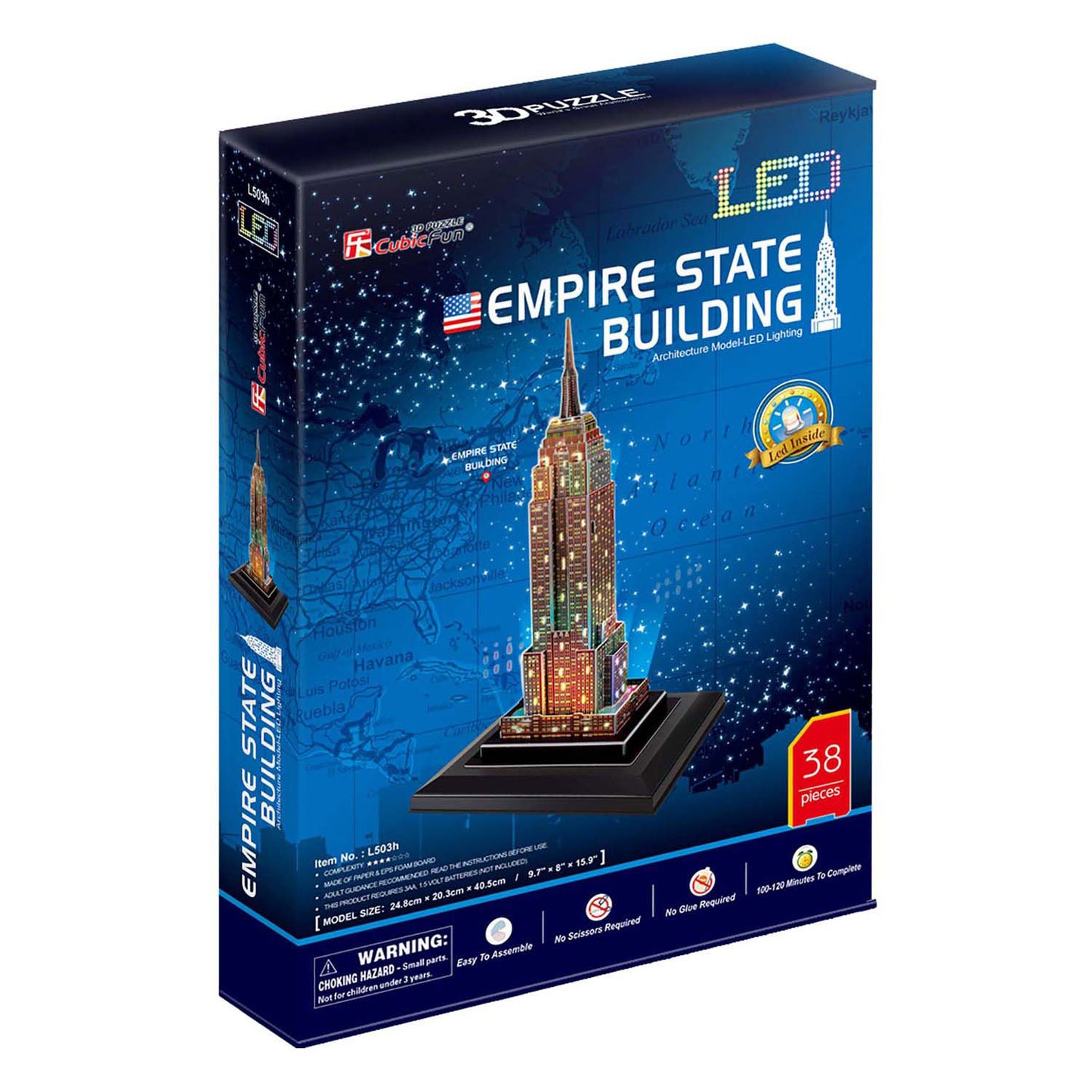 Cubic fun 3d puzzel empire state building met led verlichting