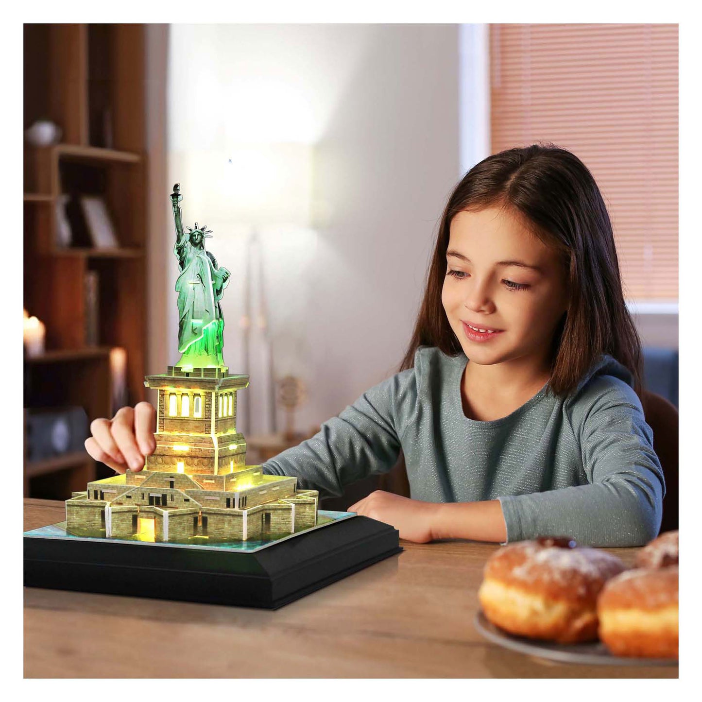 Cubic fun 3d puzzel vrijheidsbeeld met led verlichting