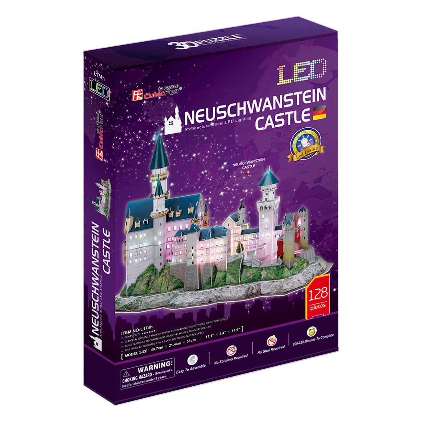 Cubic fun 3d puzzel neuschwanstein kasteel met led verlichting