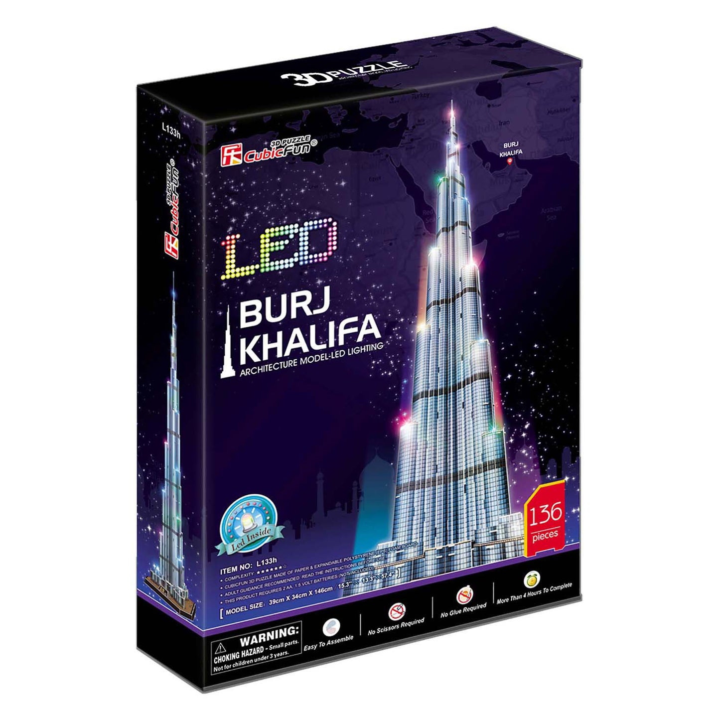 Cubic fun 3d puzzel burj khalifa met led verlichting