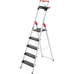 Hailo trapladder l100, en 131, met multifunctionele schaal en steunbeugel, tot 150 kg, 5 treden