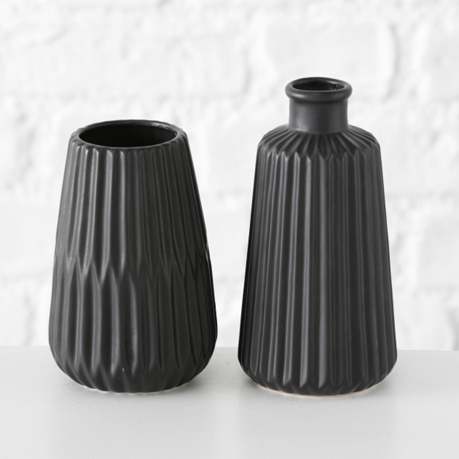 Boltze home vaas esko keramiek h17cm zwart dia 8 cm