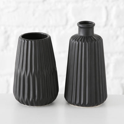 Boltze home vaas esko keramiek h17cm zwart dia 8 cm