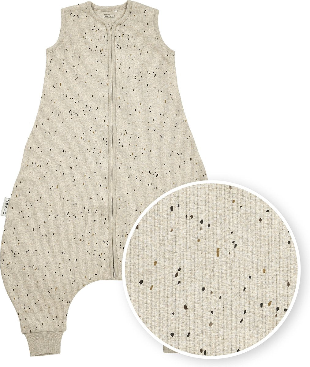 Meyco baby rib mini spot baby zomer slaapoverall jumper - sand melange - 104cm - 0.5 tog