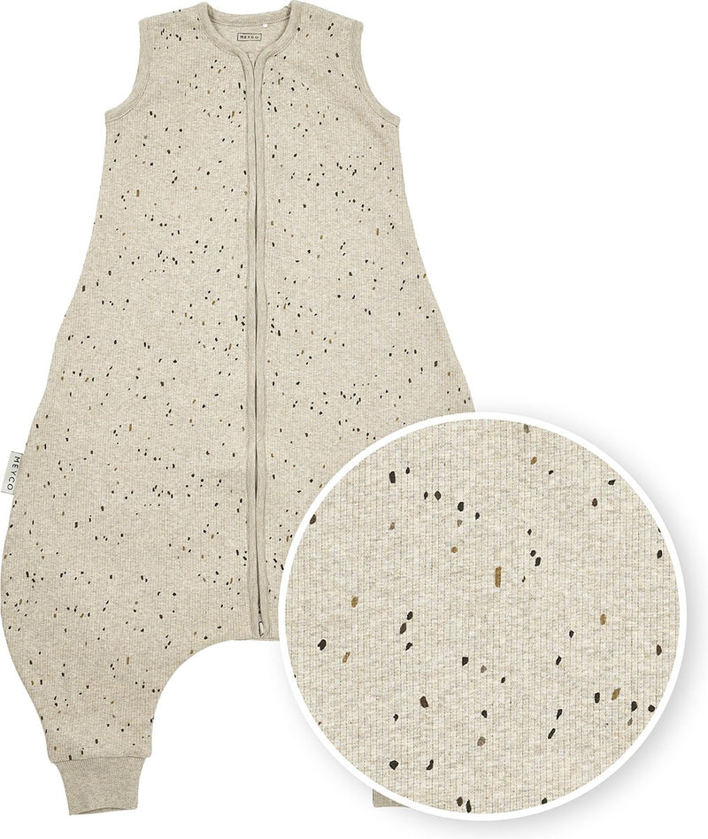Meyco baby rib mini spot baby zomer slaapoverall jumper - sand melange - 104cm - 0.5 tog