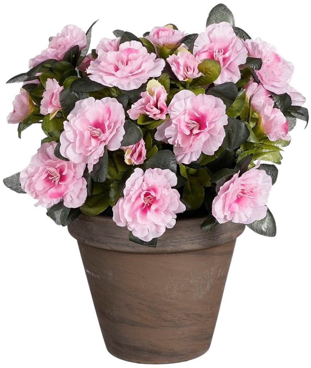Mica decorations azalea kunstplant in bloempot stan - h31 x ø26 cm - roze