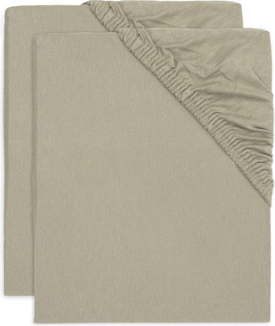 Jollein - hoeslaken jersey 40 50x80 90cm - wieg, ledikant, babybed - olive green - 2 stuks